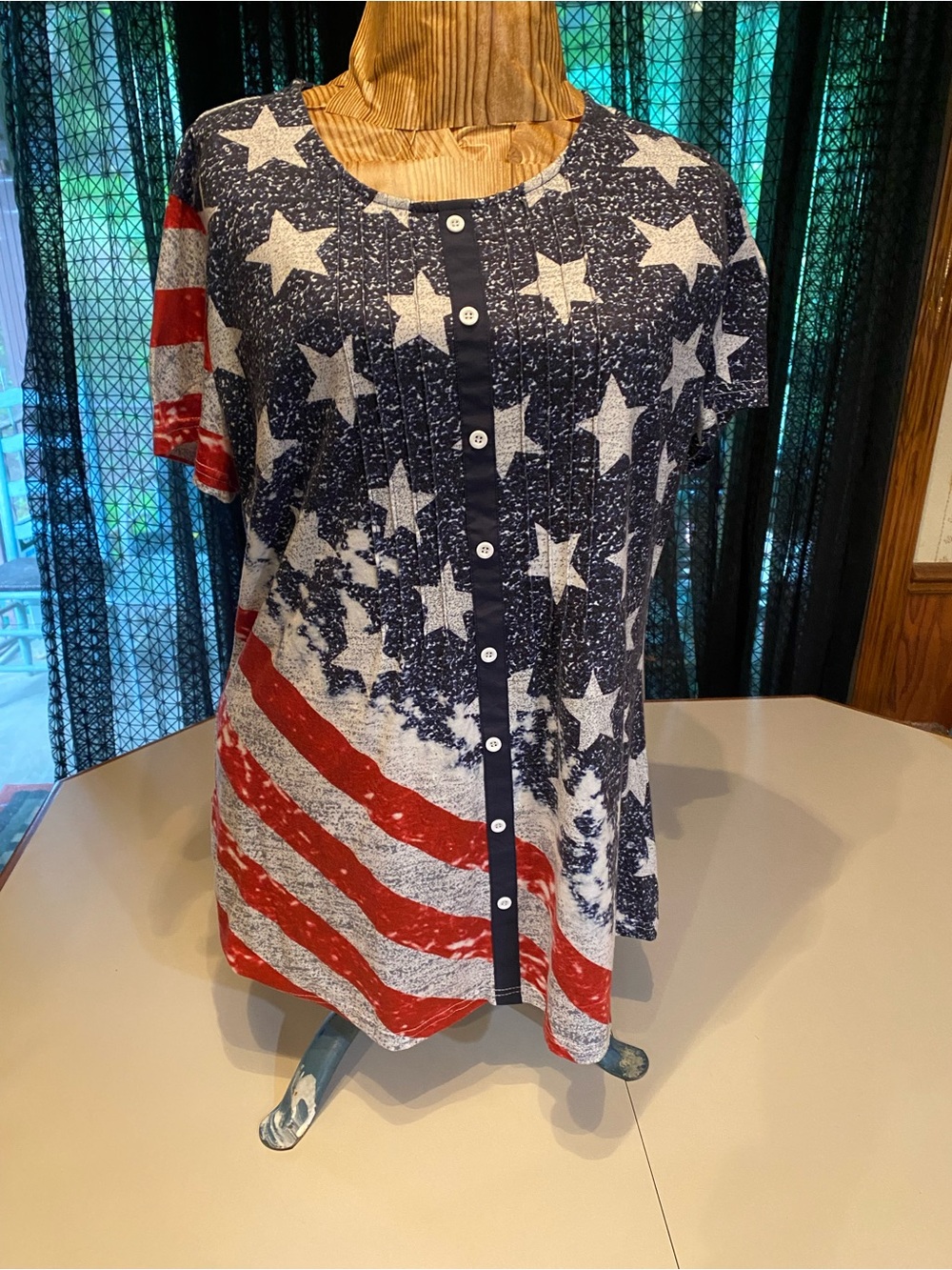 Source Unknown Red White and Blue Star Stripe Short Sleeve Tee